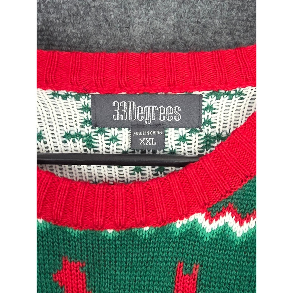 33 Degrees XXL Green Red Llama Ugly Christmas Sweater Women's Holiday‎ Knit Top - Picture 3 of 10